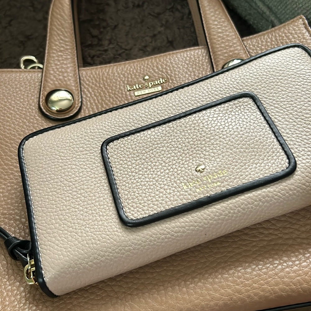 Tan Kate Spade Stewart Street Satchel and Nude Wallet